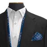 SCOTTISH BLUE SILK SCARF & POCKET SQUARE SET